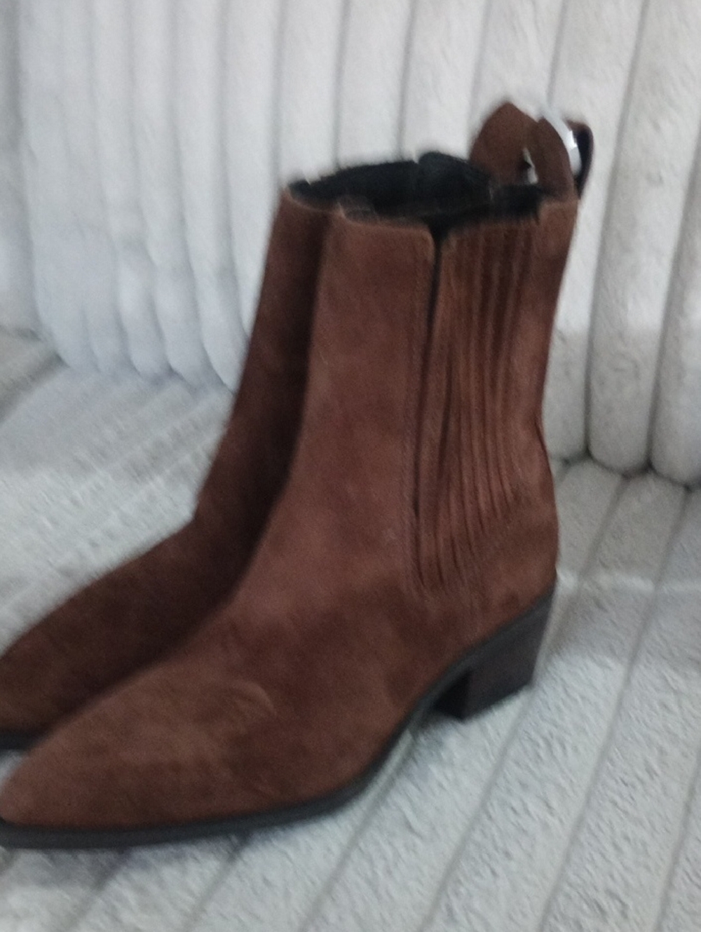 Stuart Weitzman Brown Suede Western Chelsea Boots
